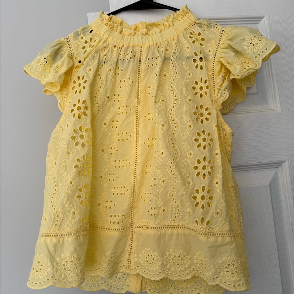 Yellow Eyelet Lace Blouse xs Bailey / 44